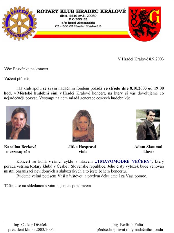 Plakát koncertu Tmavomodrý večer 2003 ke stažení v PDF
